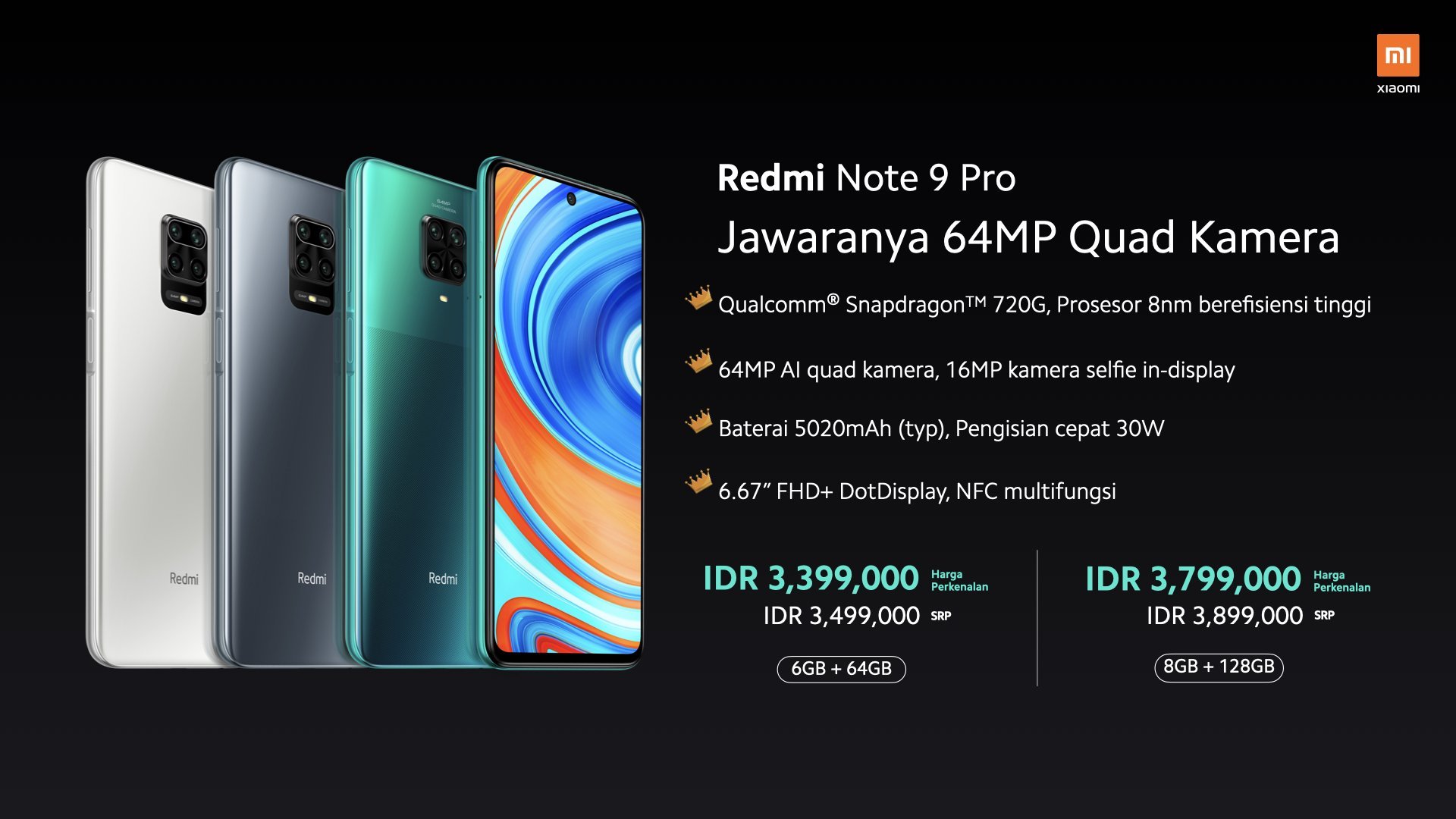 Harga dan spesifikasi Redmi Note 9 Pro Indonesia