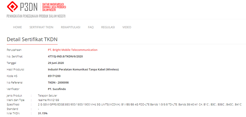 Sertifikasi TKDN Realme C12