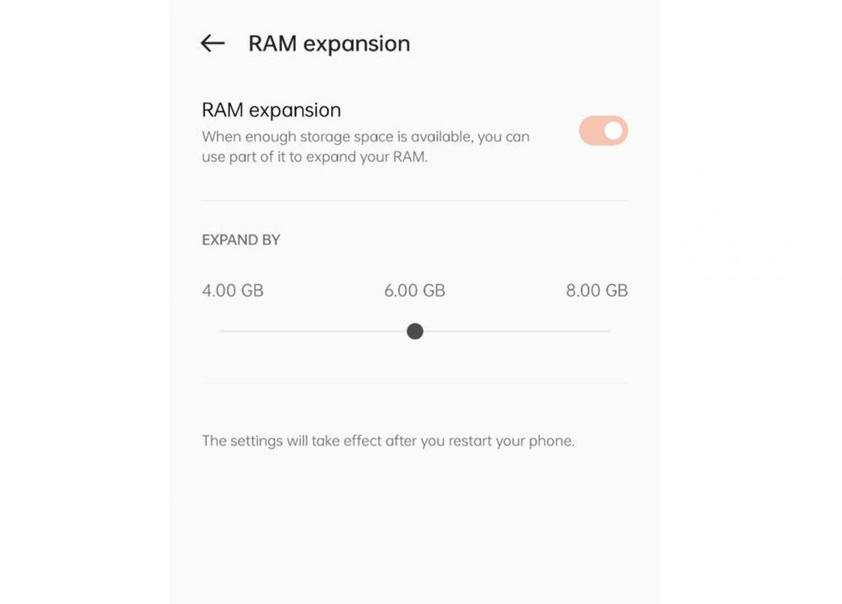 RAM expansion OPPO Reno8